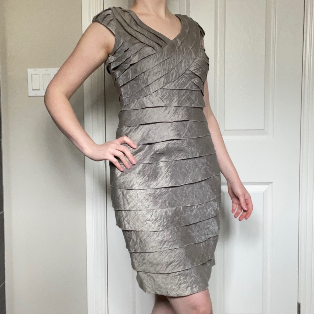 Taupe tiered formal dress